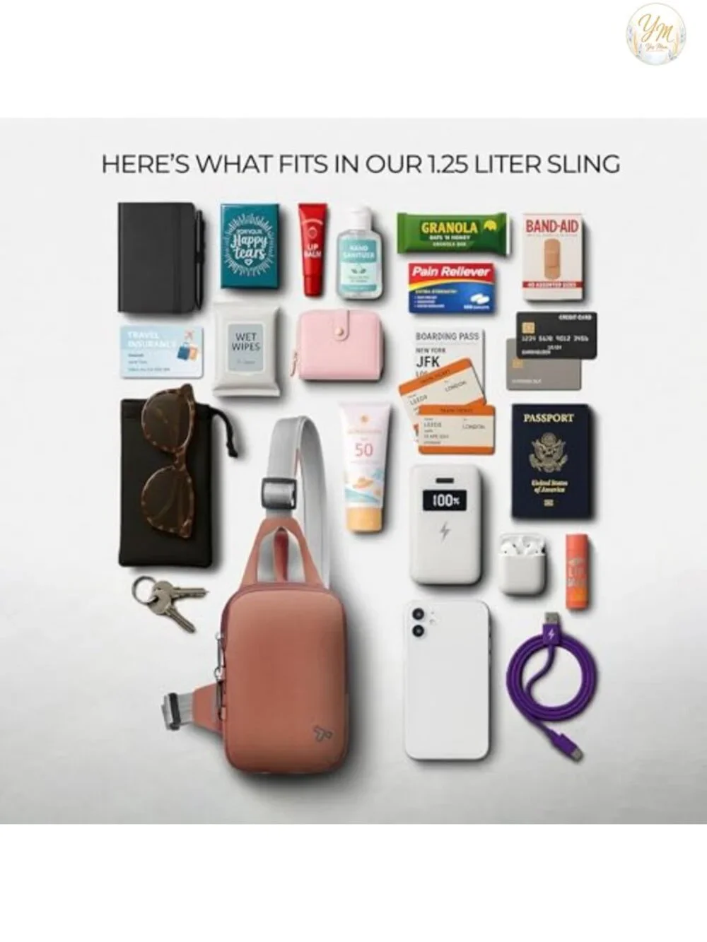 Anti-Theft Compact Sling Bag with RFID Blocking, Adjustable Strap